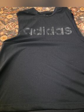 Adidas Black Sleeveless Training Tank with Gloss Logo